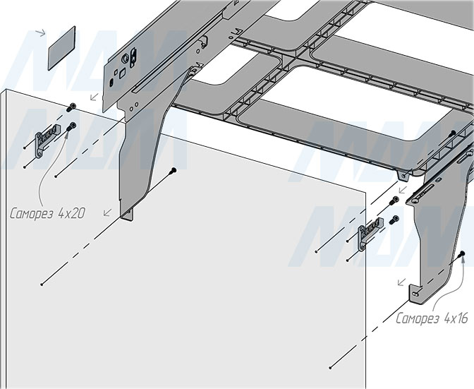Установка системы PROBOX  LT F60 для сортировки и хранения, 4 емкости (2x9 л + 2x21 л ), для фасадов шириной 600 мм (артикул BRD604-60HDG), схема 5