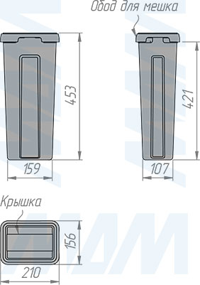 Размеры ведра PROBOX  LT F60 9 л (артикул BRD604-72HDG)