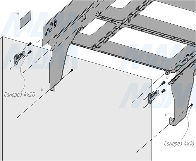 Установка системы PROBOX  LT F60 для сортировки и хранения, 4 емкости (2x9 л + 2x27 л ), для фасадов шириной 600 мм (артикул BRD604-72HDG), схема 5