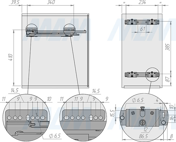 Установка двухуровневой корзины LAMINA, 300 мм, с боковым креплением (артикул EGTGM30B2LGM), схема 3