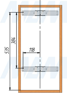 Установка двухуровневой корзины GALAXY для фасада шириной 300 мм (артикул EGTGM30B2OMBASCNP), схема 3