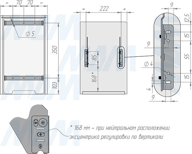 Установка встраиваемой выдвижной корзины EASYBOX F30 для мусора с выдвижным фасадом шириной 300 мм с 2 ведрами 14 л (артикул EMB302-28DG), схема 1