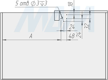 Установка левого углового механизма FLY MOON 3.0 GALAXY BC с 2 полками (артикул FLY3STM245SXM2POR120AS), чертеж 1