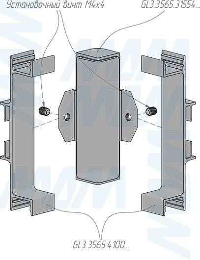 Установка внутреннего угла для профиля GOLIGHT 3565 (артикул GL3.3565.31554)