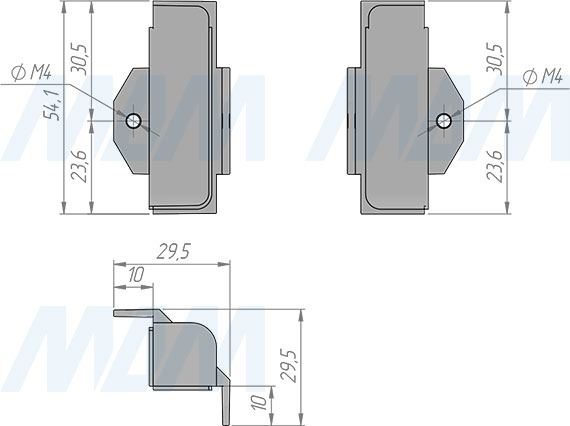 Размеры внутреннего угла для профиля GOLIGHT 3566 (артикул GL3.3566.31558)