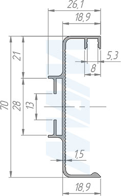 Размеры универсальной профиль-ручки GOLIGHT (артикул GL5.131.817)