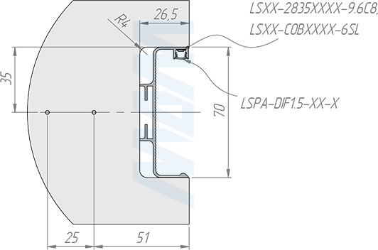 Установка универсальной профиль-ручки GOLIGHT между ящиками (артикул GL5.131.817), схема 1