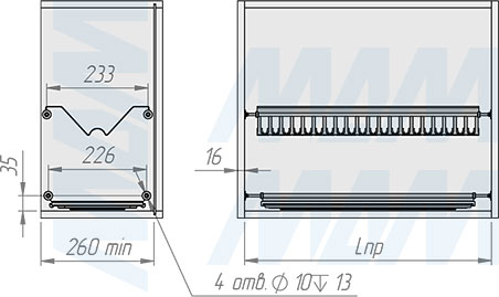 Установка посудосушителя INOX (артикул INOX 430), схема 1