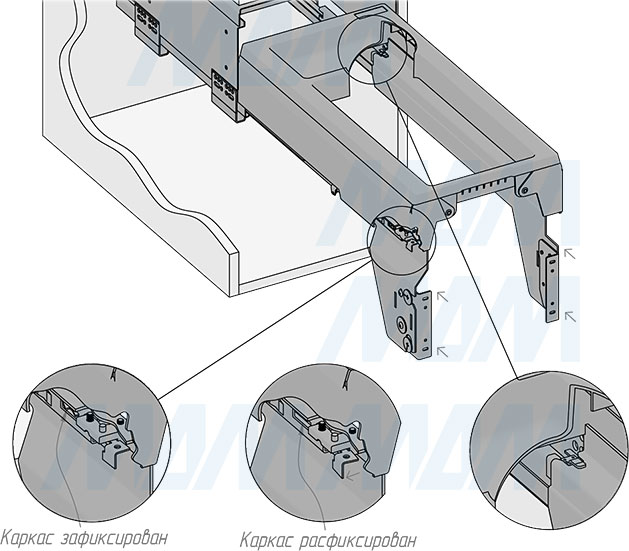 Установка системы PROBOX F30 для сортировки и хранения, 1 емкость (25 л), для фасадов шириной 300 мм (артикул MBN301-25DGMID), схема 5