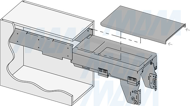 Установка системы PROBOX F30 для сортировки и хранения, 1 емкость (25 л), для фасадов шириной 300 мм (артикул MBN301-25DGMID), схема 6