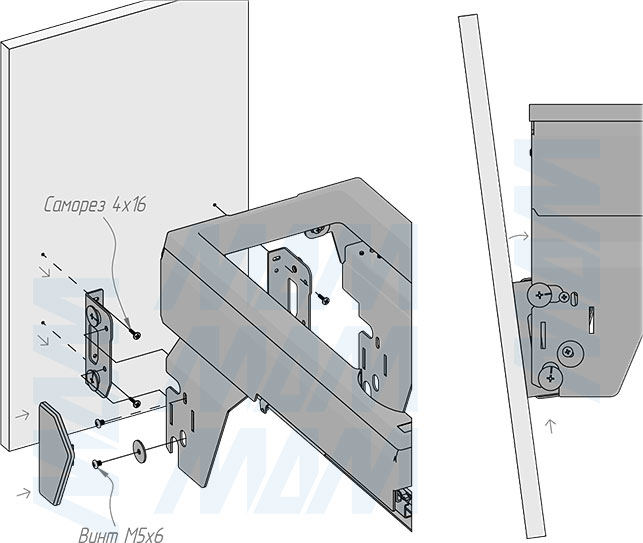 Установка системы PROBOX F30 для сортировки и хранения, 1 емкость (25 л), для фасадов шириной 300 мм (артикул MBN301-25DGMID), схема 7