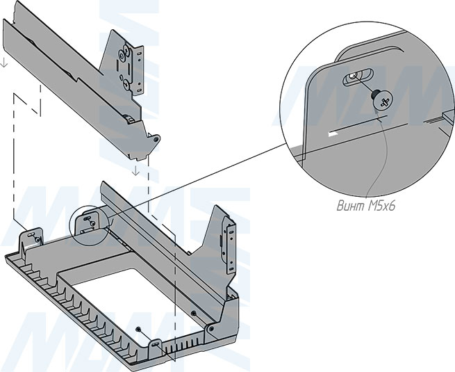 Установка системы PROBOX F30 для сортировки и хранения, 1 емкость (29 л), для фасадов шириной 300 мм (артикул MBN301-29DGMID), схема 3