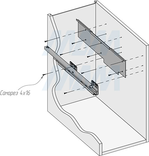 Установка системы PROBOX F30 для сортировки и хранения, 1 емкость (29 л), для фасадов шириной 300 мм (артикул MBN301-29DGMID), схема 4