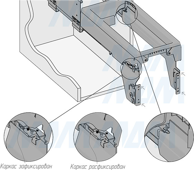 Установка системы PROBOX F30 для сортировки и хранения, 1 емкость (29 л), для фасадов шириной 300 мм (артикул MBN301-29DGMID), схема 5