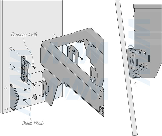 Установка системы PROBOX F30 для сортировки и хранения, 1 емкость (29 л), для фасадов шириной 300 мм (артикул MBN301-29DGMID), схема 7