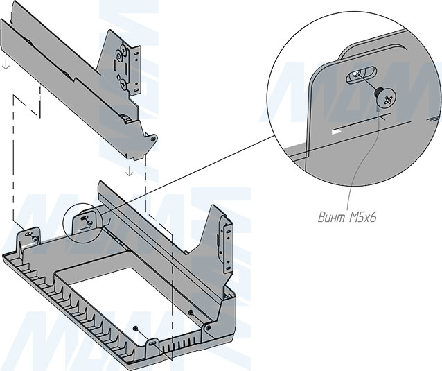 Установка системы PROBOX F30 для сортировки и хранения, 1 емкость (32 л), для фасадов шириной 300 мм (артикул MBN301-32DGMID), схема 3