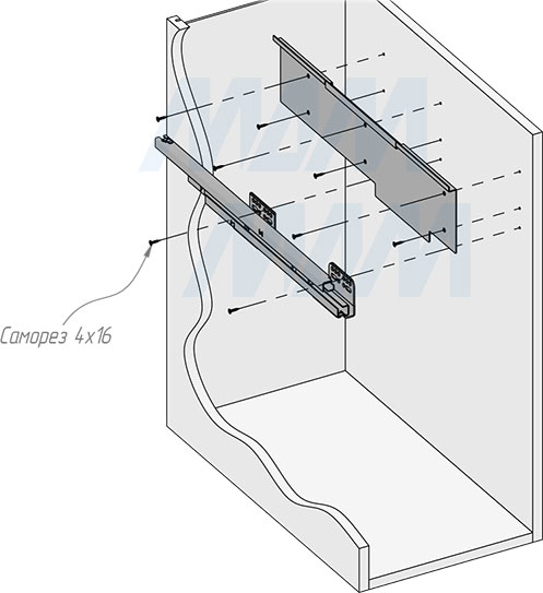 Установка системы PROBOX F30 для сортировки и хранения, 1 емкость (32 л), для фасадов шириной 300 мм (артикул MBN301-32DGMID), схема 4