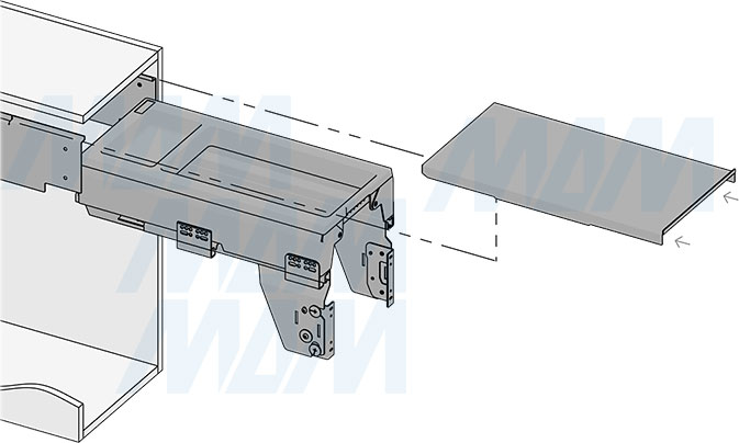 Установка системы PROBOX F30 для сортировки и хранения, 1 емкость (32 л), для фасадов шириной 300 мм (артикул MBN301-32DGMID), схема 6