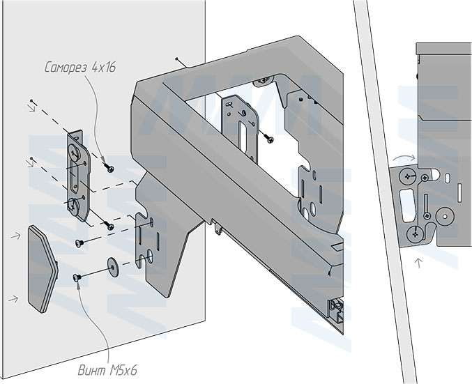Установка системы PROBOX F30 для сортировки и хранения, 1 емкость (32 л), для фасадов шириной 300 мм (артикул MBN301-32DGMID), схема 7