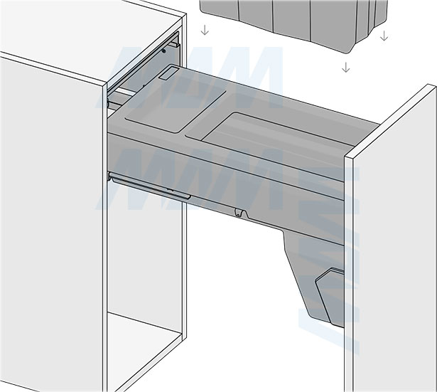 Установка системы PROBOX F30 для сортировки и хранения, 1 емкость (32 л), для фасадов шириной 300 мм (артикул MBN301-32DGMID), схема 9