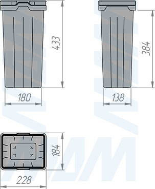 Размеры ведра PROBOX MAX F30 13 л (артикул MBN302-26DGMAX)
