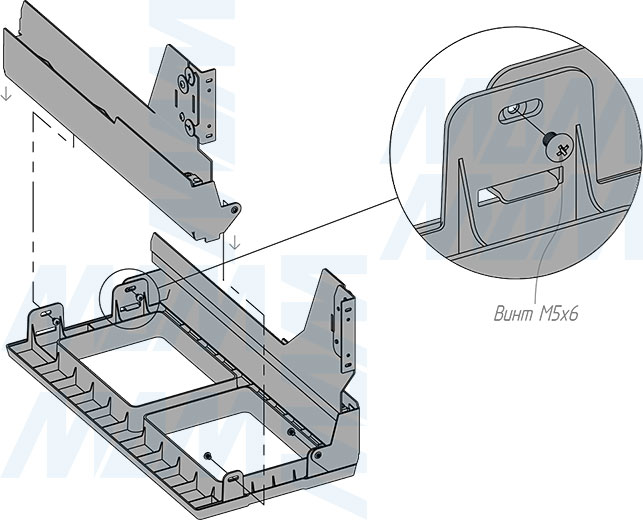 Установка системы PROBOX MAX F30 для сортировки и хранения, 2 емкости (2x13 л), для фасадов шириной 300 мм (артикул MBN302-26DGMAX), схема 3