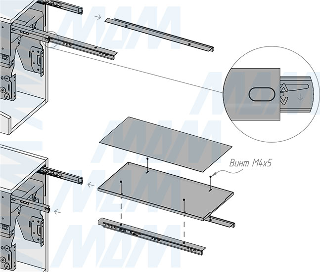 Установка системы PROBOX MAX F30 для сортировки и хранения, 2 емкости (2x13 л), для фасадов шириной 300 мм (артикул MBN302-26DGMAX), схема 6