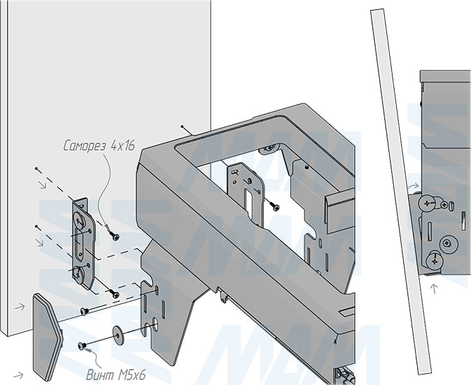Установка системы PROBOX MAX F30 для сортировки и хранения, 2 емкости (2x13 л), для фасадов шириной 300 мм (артикул MBN302-26DGMAX), схема 7