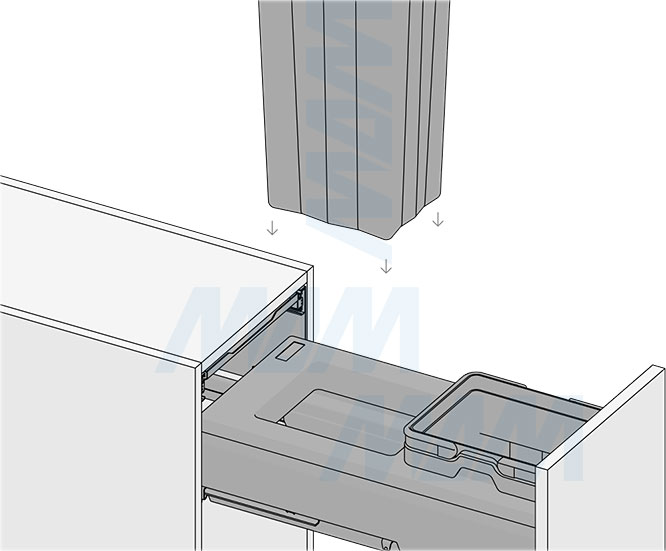 Установка системы PROBOX MAX F30 для сортировки и хранения, 2 емкости (2x13 л), для фасадов шириной 300 мм (артикул MBN302-26DGMAX), схема 9
