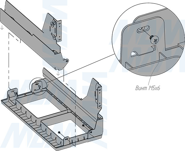 Установка системы PROBOX MAX F30 для сортировки и хранения, 2 емкости (2x15 л), для фасадов шириной 300 мм (артикул MBN302-30DGMAX), схема 3