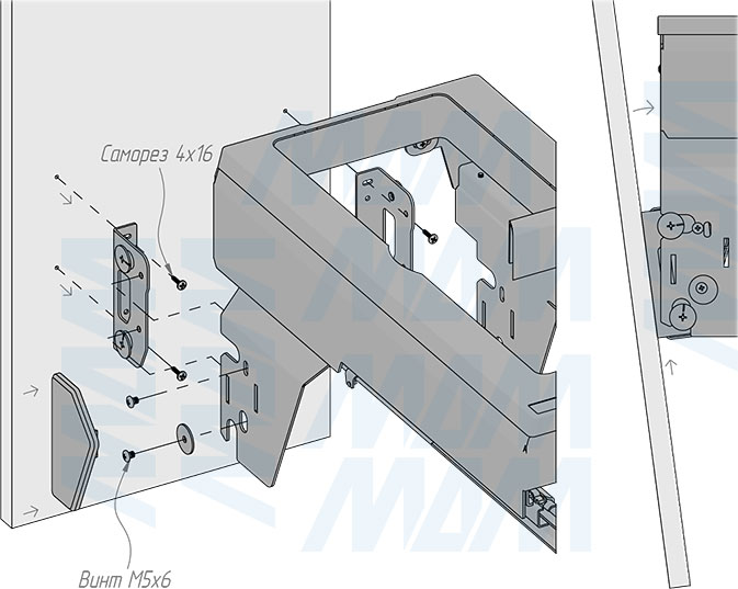 Установка системы PROBOX MAX F30 для сортировки и хранения, 2 емкости (2x15 л), для фасадов шириной 300 мм (артикул MBN302-30DGMAX), схема 7