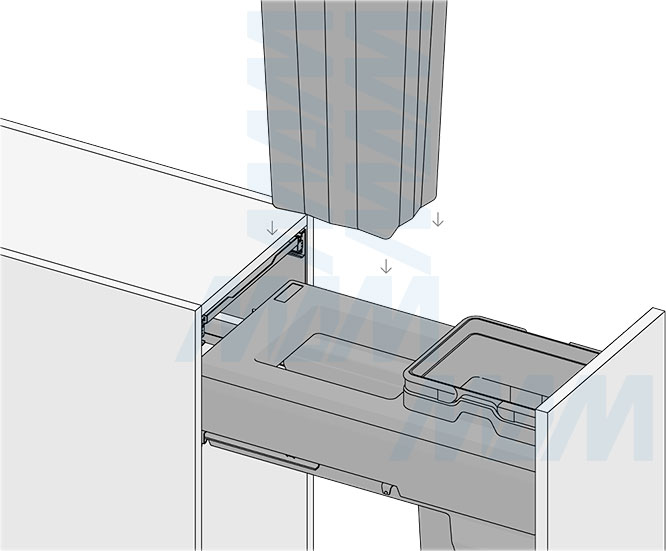 Установка системы PROBOX MAX F30 для сортировки и хранения, 2 емкости (2x15 л), для фасадов шириной 300 мм (артикул MBN302-30DGMAX), схема 9