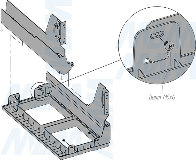 Установка системы PROBOX MAX F30 для сортировки и хранения, 2 емкости (2x16 л), для фасадов шириной 300 мм (артикул MBN302-32DGMAX), схема 3