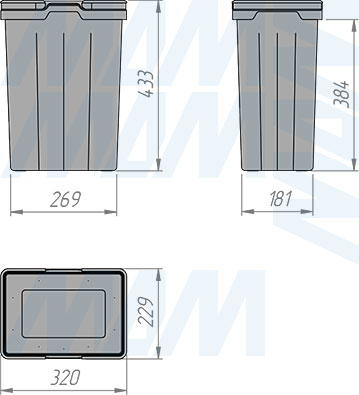 Размеры ведра PROBOX F40 24 л (артикул MBN402-48DGMID)