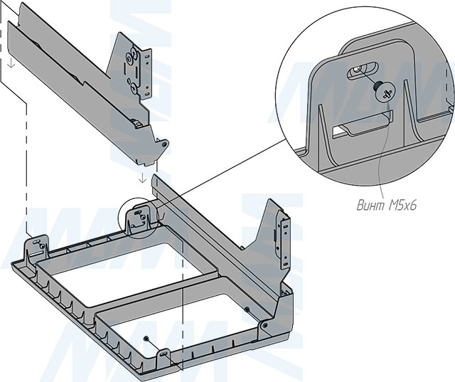 Установка системы PROBOX F40 для сортировки и хранения, 2 емкости (2x24 л), для фасадов шириной 400 мм (артикул MBN402-48DGMID), схема 3