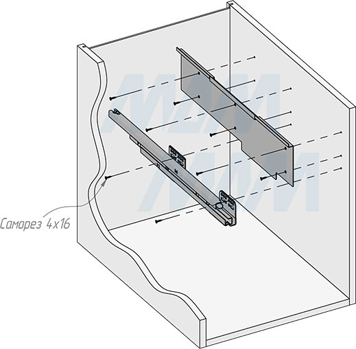 Установка системы PROBOX F40 для сортировки и хранения, 2 емкости (2x24 л), для фасадов шириной 400 мм (артикул MBN402-48DGMID), схема 4