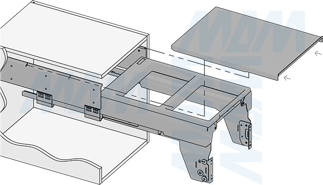Установка системы PROBOX F40 для сортировки и хранения, 2 емкости (2x24 л), для фасадов шириной 400 мм (артикул MBN402-48DGMID), схема 6