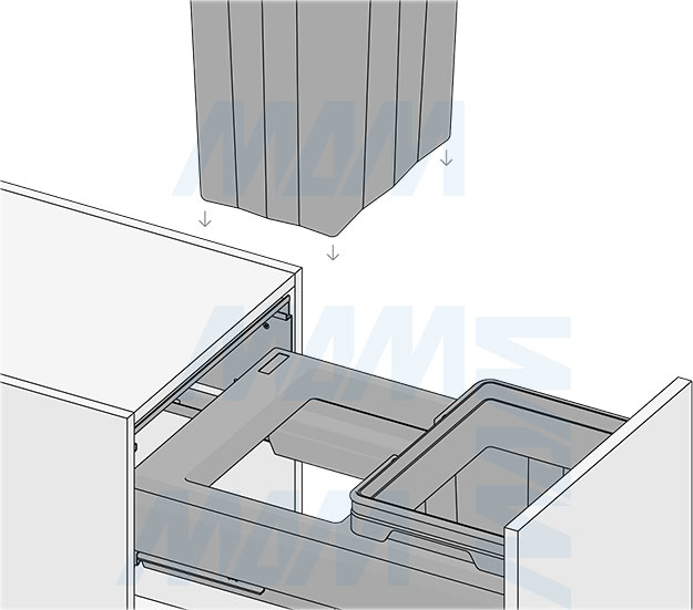 Установка системы PROBOX F40 для сортировки и хранения, 2 емкости (2x24 л), для фасадов шириной 400 мм (артикул MBN402-48DGMID), схема 9