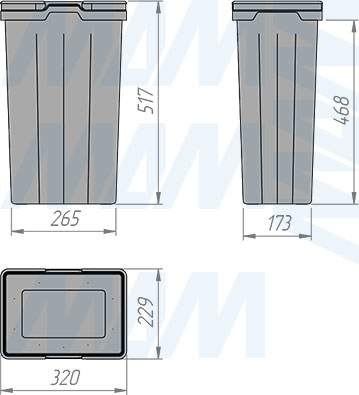 Размеры ведра PROBOX F40 27 л (артикул MBN402-54DGMID)