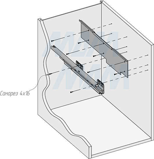 Установка системы PROBOX F40 для сортировки и хранения, 2 емкости (2x27 л), для фасадов шириной 400 мм (артикул MBN402-54DGMID), схема 4