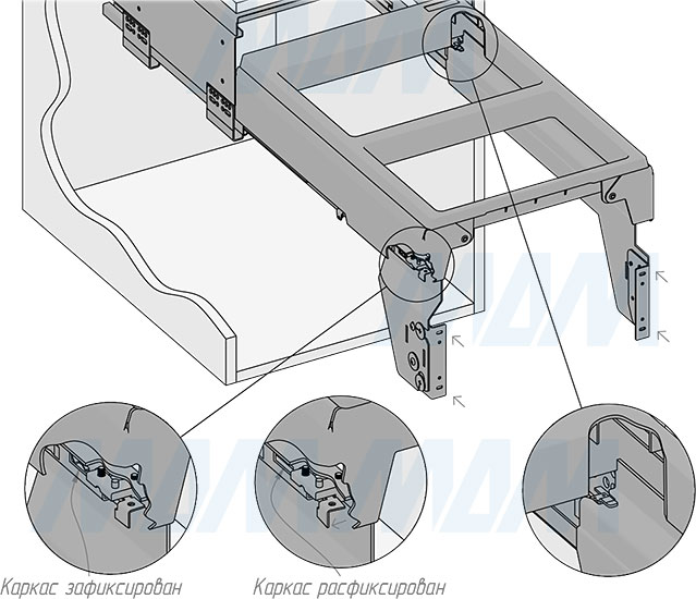 Установка системы PROBOX F40 для сортировки и хранения, 2 емкости (2x27 л), для фасадов шириной 400 мм (артикул MBN402-54DGMID), схема 5