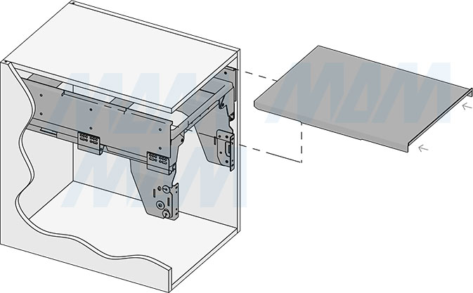 Установка системы PROBOX F40 для сортировки и хранения, 2 емкости (2x27 л), для фасадов шириной 400 мм (артикул MBN402-54DGMID), схема 6