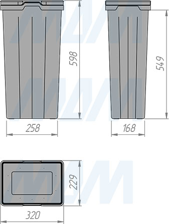 Размеры ведра PROBOX F40 31 л (артикул MBN402-62DGMID)