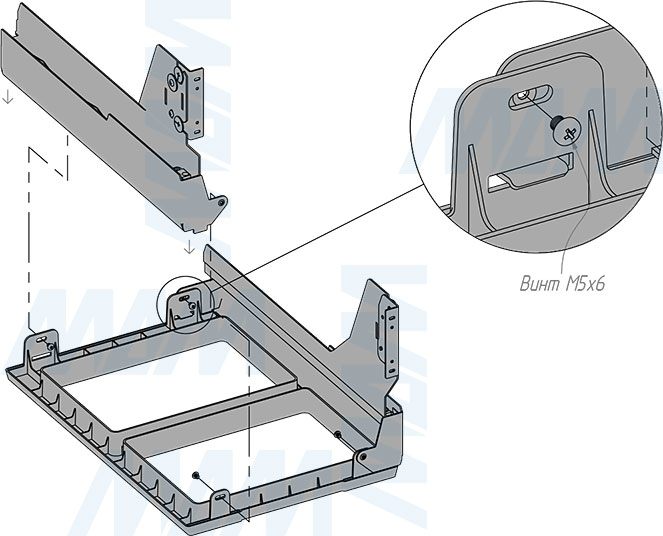 Установка системы PROBOX F40 для сортировки и хранения, 2 емкости (2x31 л), для фасадов шириной 400 мм (артикул MBN402-62DGMID), схема 3