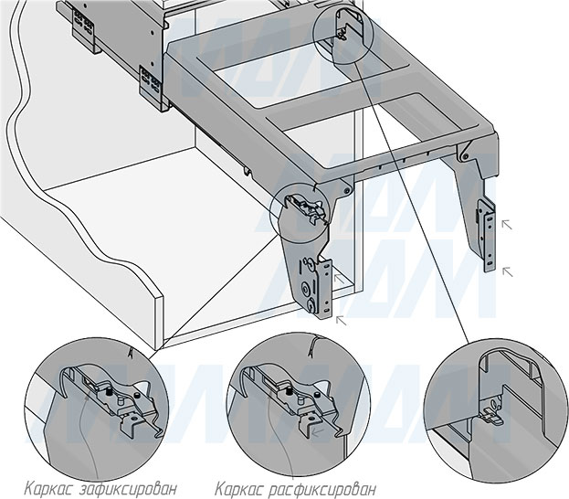 Установка системы PROBOX F40 для сортировки и хранения, 2 емкости (2x31 л), для фасадов шириной 400 мм (артикул MBN402-62DGMID), схема 5