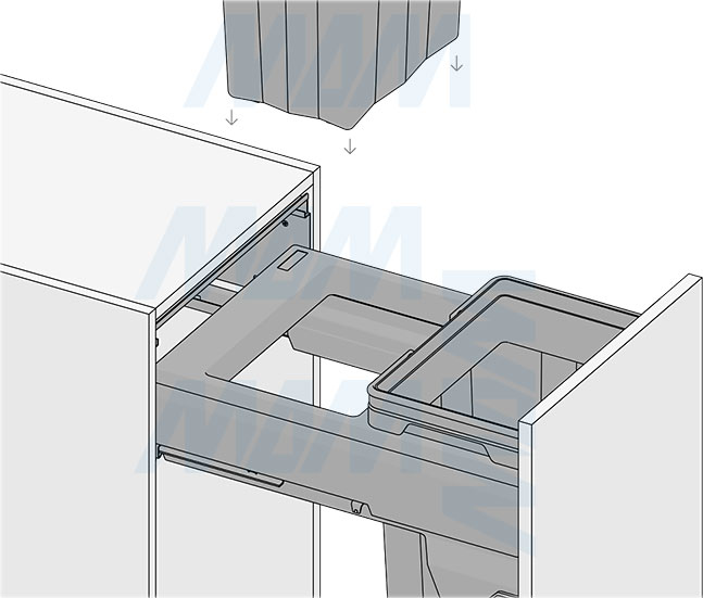 Установка системы PROBOX F40 для сортировки и хранения, 2 емкости (2x31 л), для фасадов шириной 400 мм (артикул MBN402-62DGMID), схема 9