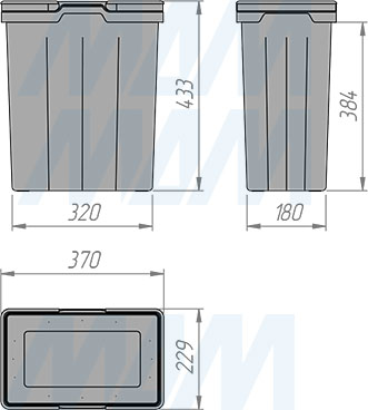 Размеры ведра PROBOX F45 28 л (артикул MBN452-56DGMID)