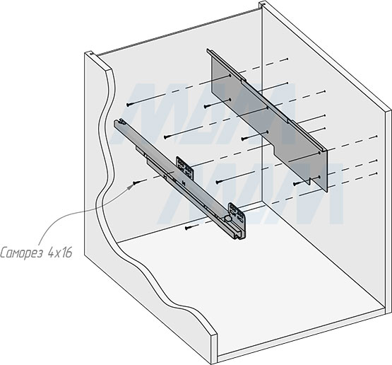 Установка системы PROBOX F45 для сортировки и хранения, 2 емкости (2x28 л), для фасадов шириной 450 мм (артикул MBN452-56DGMID), схема 4