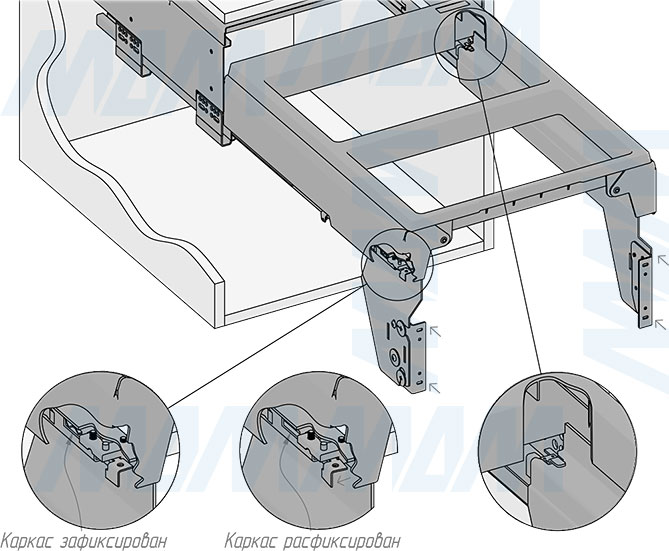 Установка системы PROBOX F45 для сортировки и хранения, 2 емкости (2x28 л), для фасадов шириной 450 мм (артикул MBN452-56DGMID), схема 5