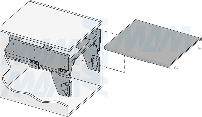 Установка системы PROBOX F45 для сортировки и хранения, 2 емкости (2x28 л), для фасадов шириной 450 мм (артикул MBN452-56DGMID), схема 6